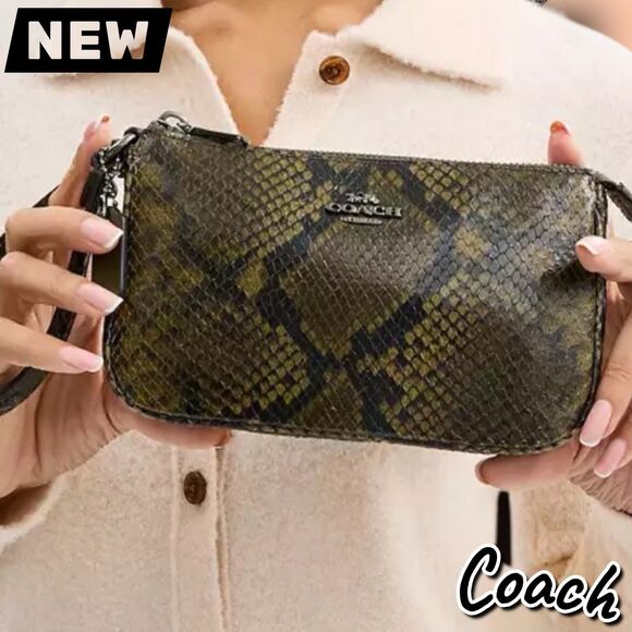 New NWT Coach Nolita 19 With Snake Print – Gunmetal/Olive Multi – Style CCF62 - Picture 2 of 8